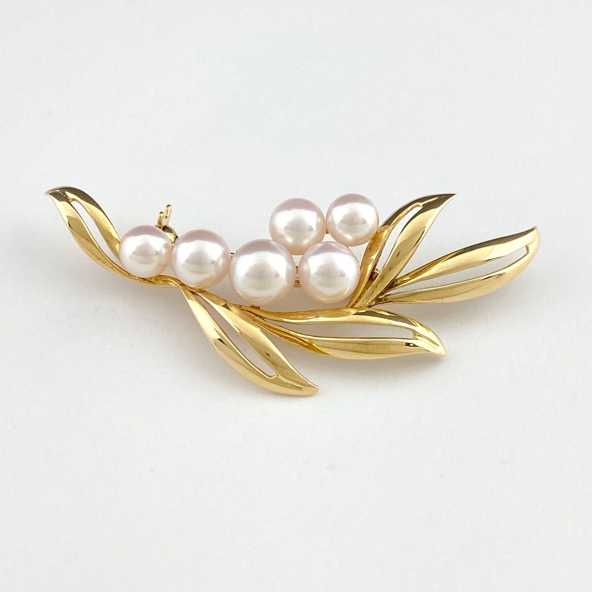 ミキモト MIKIMOTO パール デザインブローチ YG イエローゴールド 真珠 