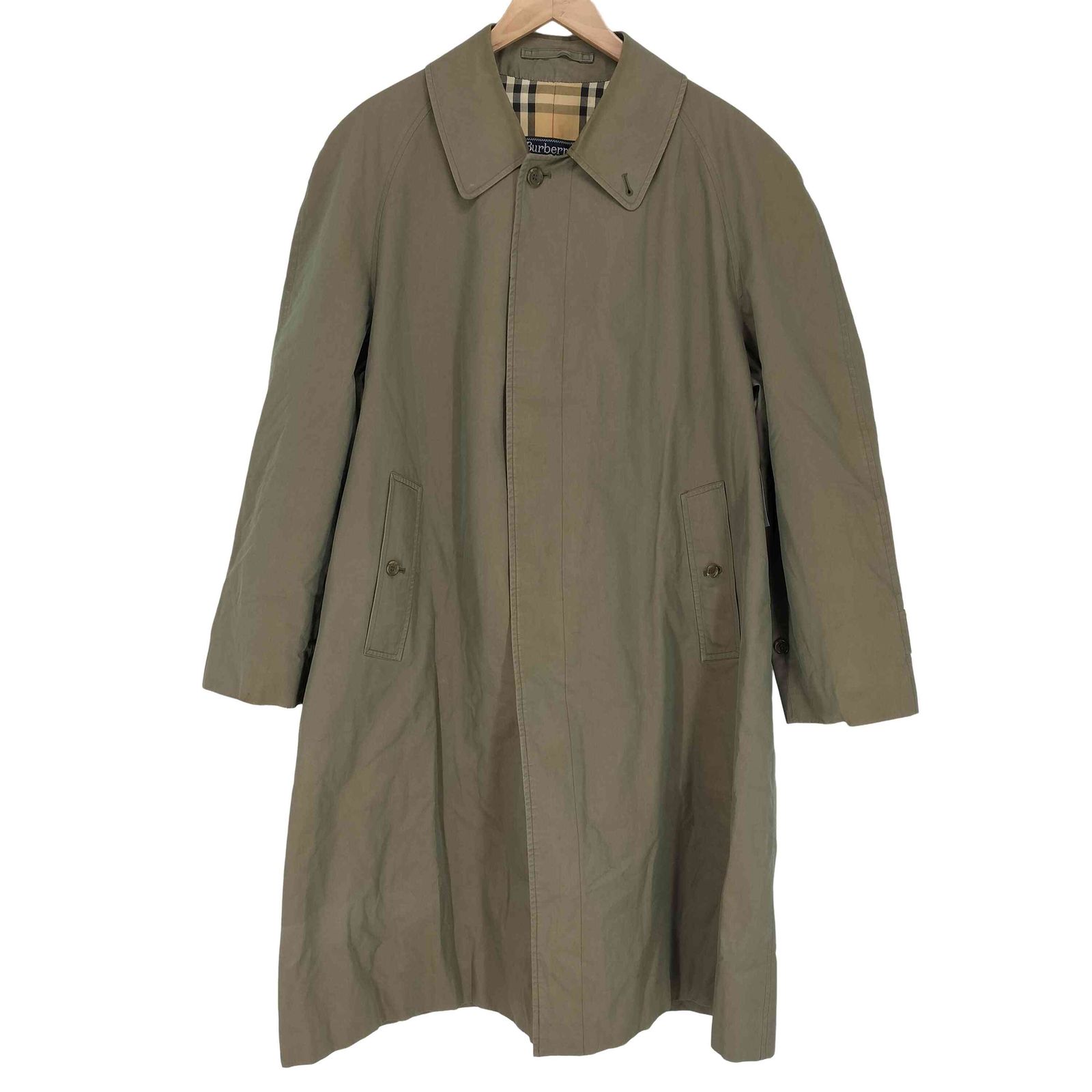 【Burberrys】希少80s裏地ノバチェック柄ステンカラーコート　玉虫色 バーバリー/BURBERRY ヴィンテージ 玉虫色 裏地ノバチェック柄