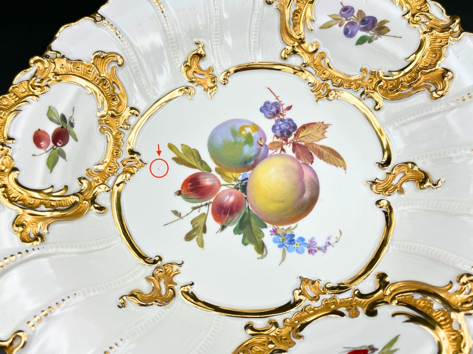 希少】Meissen（マイセン）一級品 フルーツ文様 大皿 29.5cm