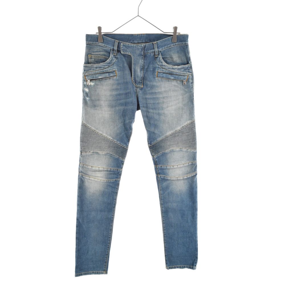 BALMAIN (バルマン) ヴィンテージ加工 バイカーデニムパンツ