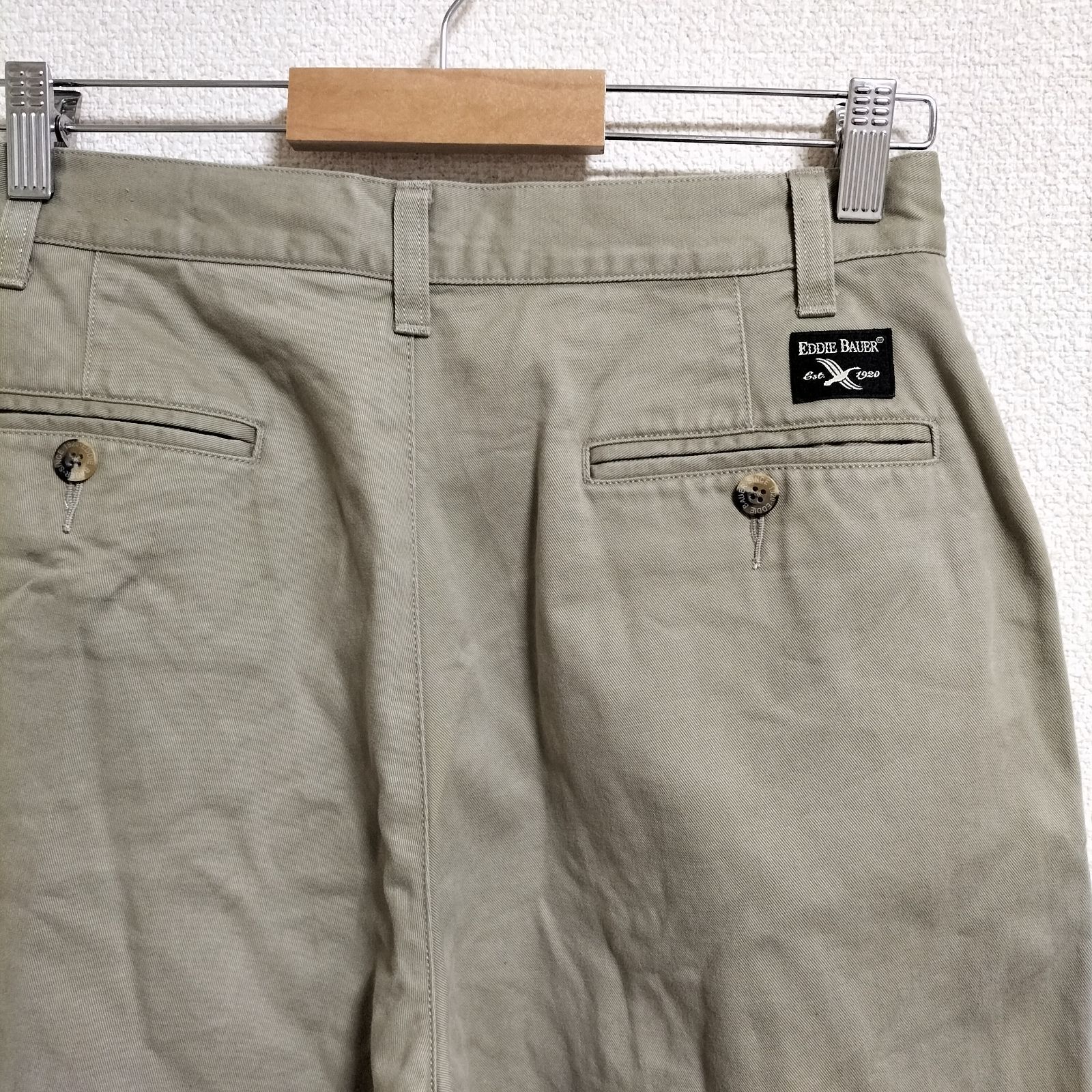 90s USA製 Eddie Bauer ツータックワイドパンツ 白タグ - パンツ