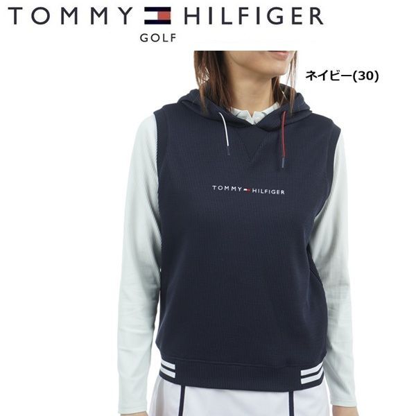 トミーヒルフィガー ゴルフ レディース ワッフル スウェットフーディーベスト TOMMY HILFIGER GOLF THLA551 秋冬モデル ネイビー 30