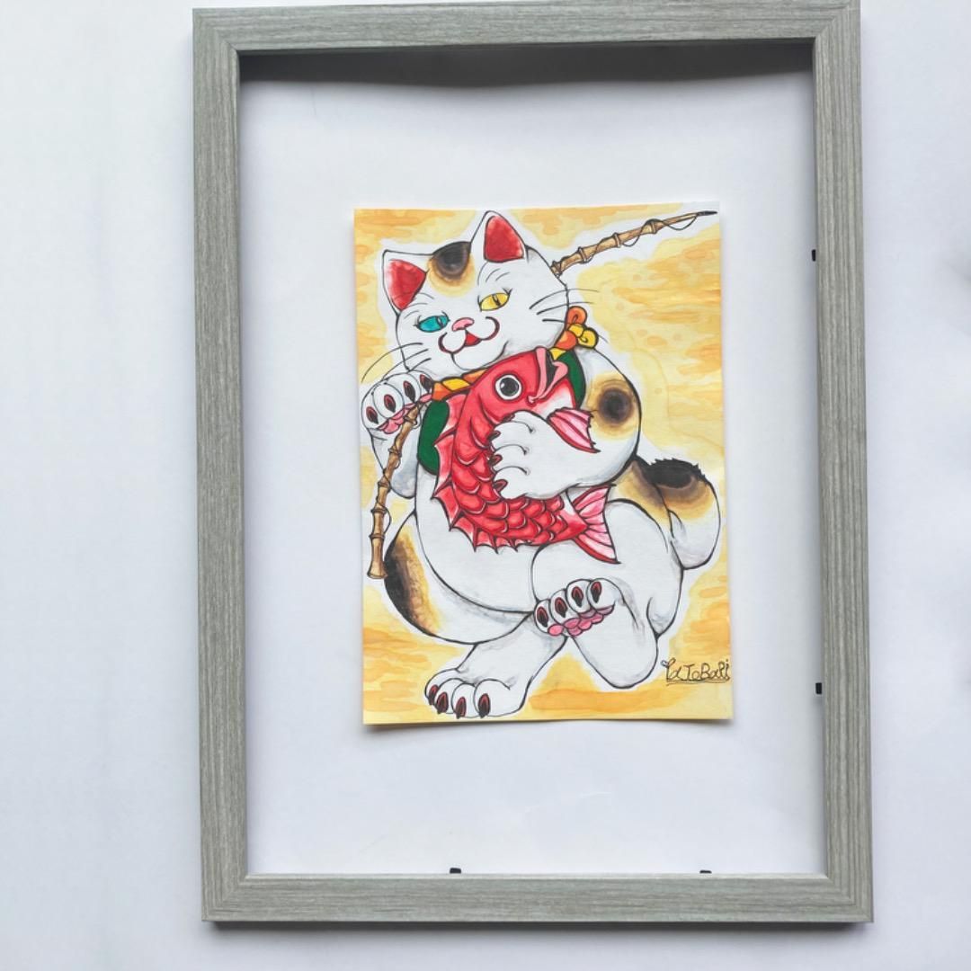原画】手描きイラスト 七福神 恵比寿 猫【一点物】 - メルカリ