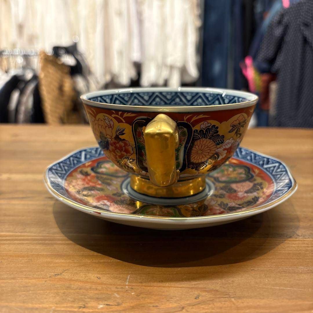 有田焼 染錦 金襴手 極錦金彩 其泉窯 カップ＆ソーサー 碗皿