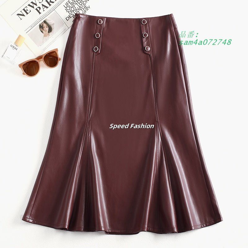 ハイウエスト スリム レザースカート レディース フ スカート フェイクレザースカート シンプル am4a072748