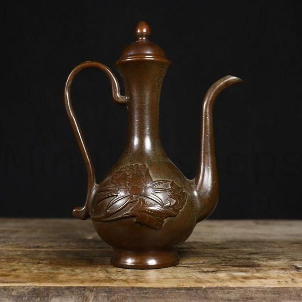 銅器 牡丹高把壺 徳利 装飾品 工芸品 置物 銅器 牡丹高把壺 徳利 装飾品 工芸品 置物 - メルカリ