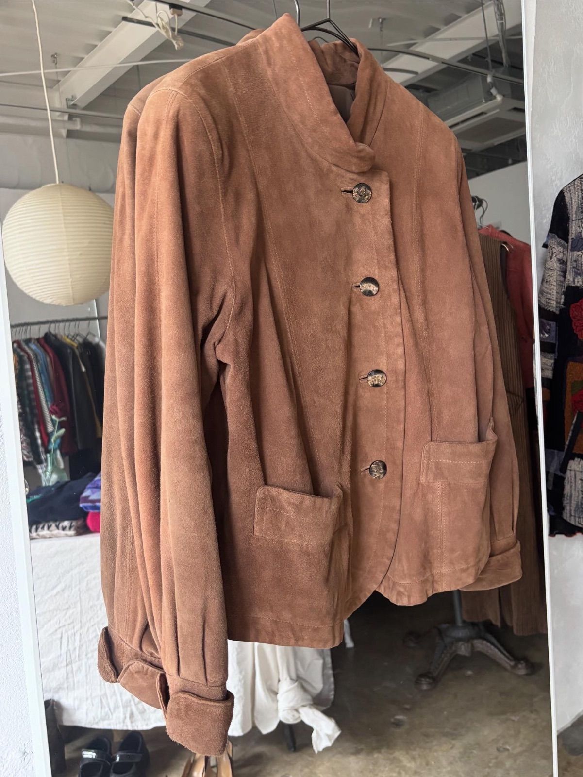 asymmetry ram leather jacket