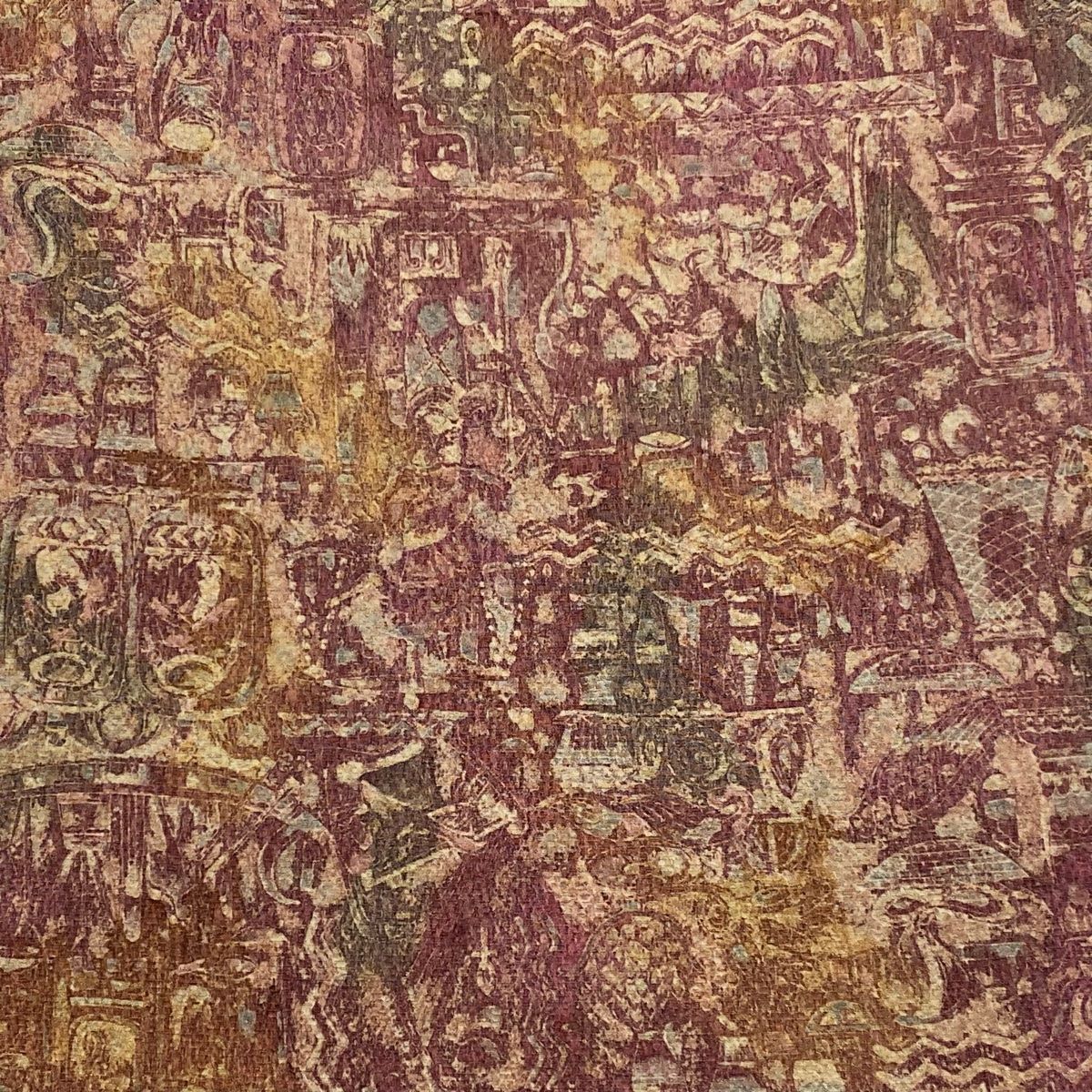 反物 秀品 小紋 草樹庵 幾何学模様 赤紫 正絹