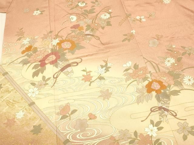 平和屋着物□上質な小紋 絞り 流水文 正絹 逸品 AAAY3951mf