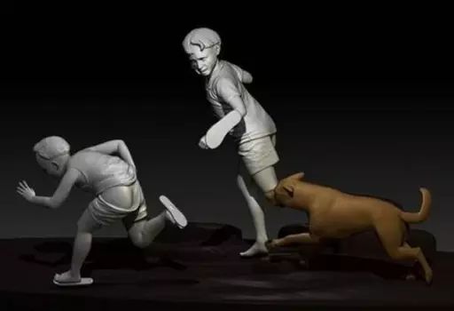 【】プラモデル 1/35 現用 ベトナム イヌに追われる子供セット(2体+イヌ付) レジンキャストキット [VN3509]