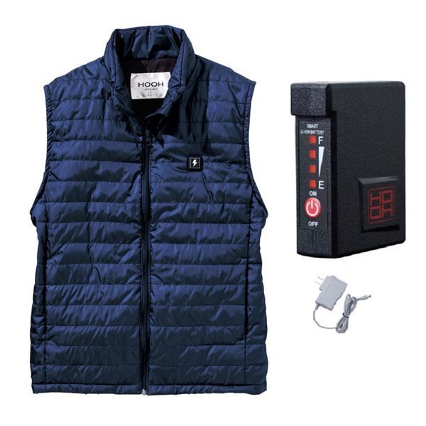 村上被服 1088 ヒートベスト 立衿 ネイビー 4L バッテリーセット 服 1088 バッテリー V1333