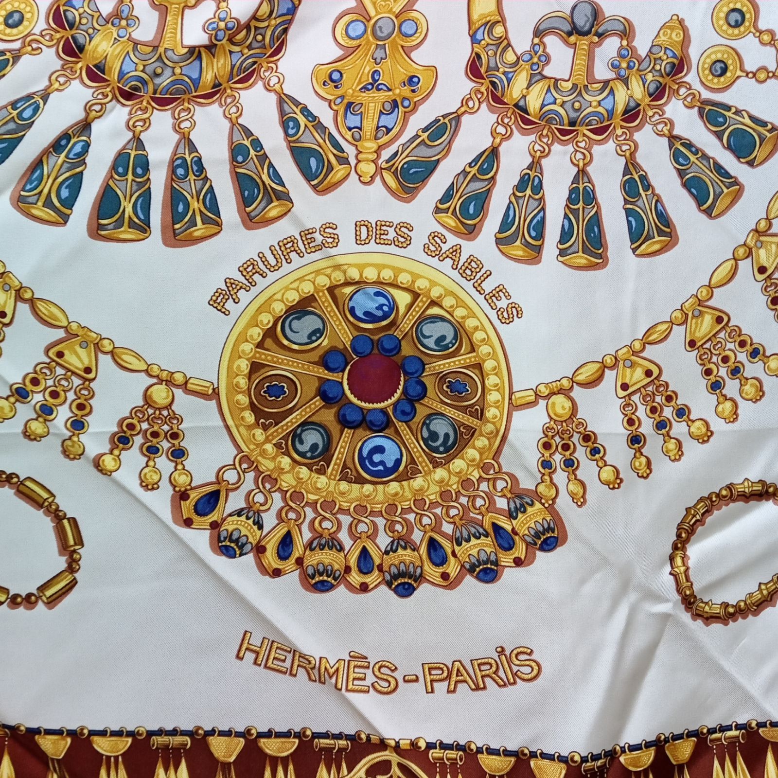 エルメス カレ90 砂漠のアクセサリー 茶/白 スカーフ 大判 - メルカリ