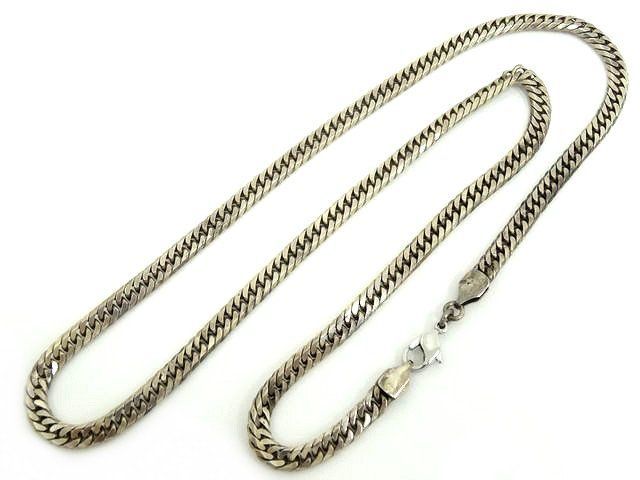 レダシルマ喜平、ダミエ、シルバー ゲルマニウムチェーンネックレス Leda SILMA □ 喜平 ネックレス 6面W レダシルマ ゲルマニウム
