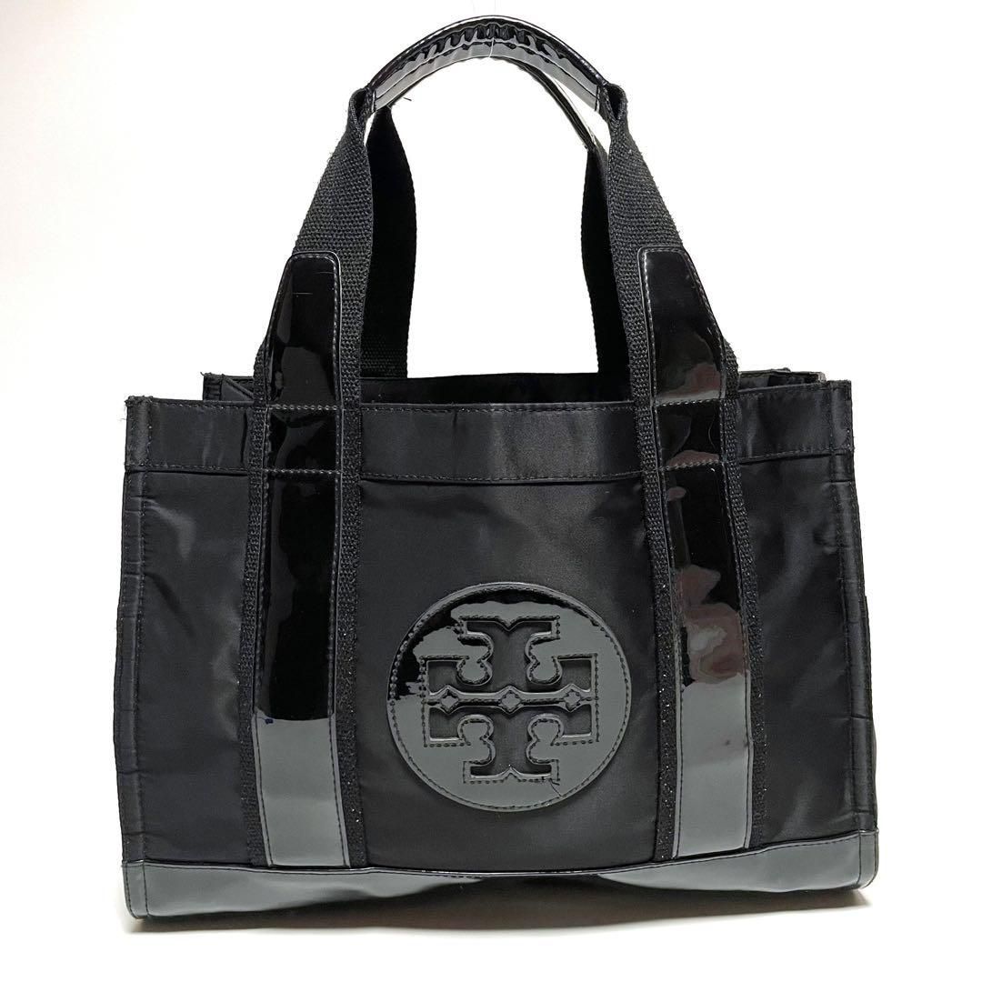 トリーバーチ ハンドバッグ トートバッグ 大開き 大容量 ペットボトル A4サイズ ブラック 黒 エナメル ナイロン ゴールド ジッピー ポケット 金具 TORY BURCH
