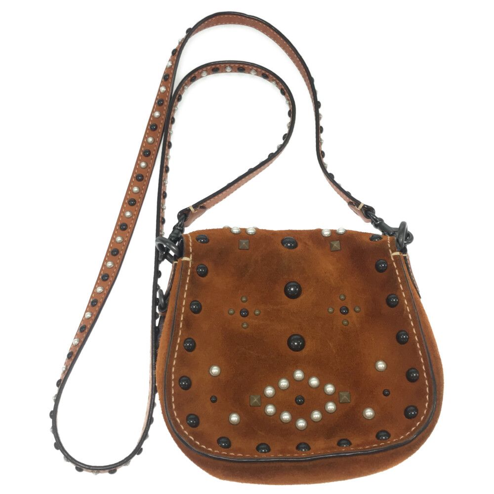 COACH コーチ ウェスタンリベットサドルショルダーバッグ ポーチ ブラウン COACH (コーチ) ウェスタンリベットサドルショルダーバッグ ポーチ