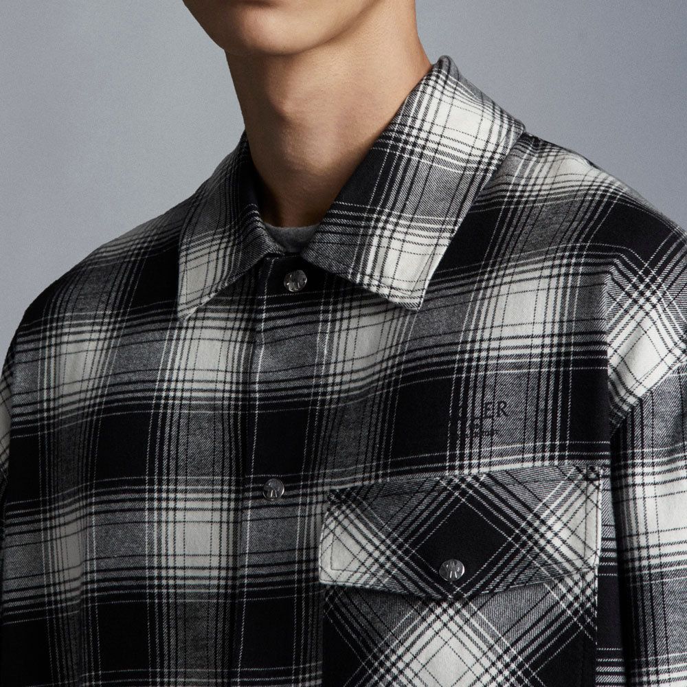 モンクレール MONCLER 長袖チェックシャツ 背面 ビッグロゴ トップス 