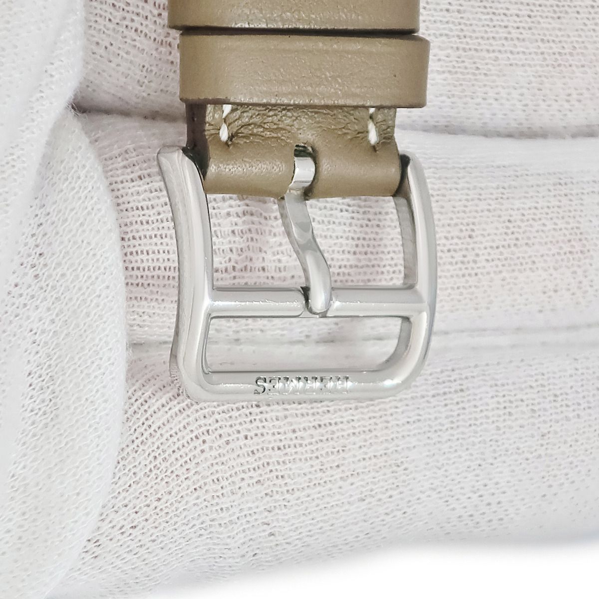  エルメス HERMES 腕時計パーツ レザー ステンレススチール グレージュ ストラップ ベルト バンド 19ｍｍ 尾錠付 金具付 SS レザーベルト 時計