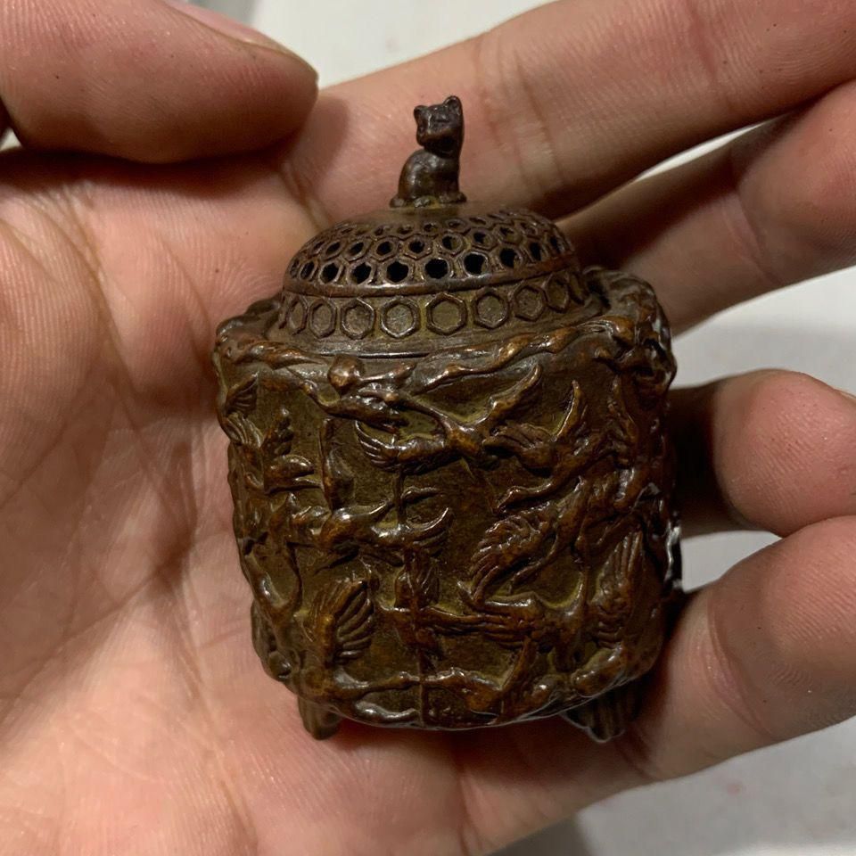 銅器 千鶴香炉 茶道具 香道具 蓋置 工芸品 美術品 置物