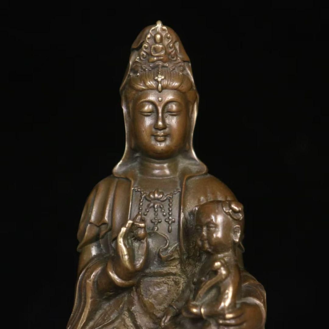 仏教美術 仏像 送子観音菩薩銅像 銅製品 工芸 品置物 - メルカリ