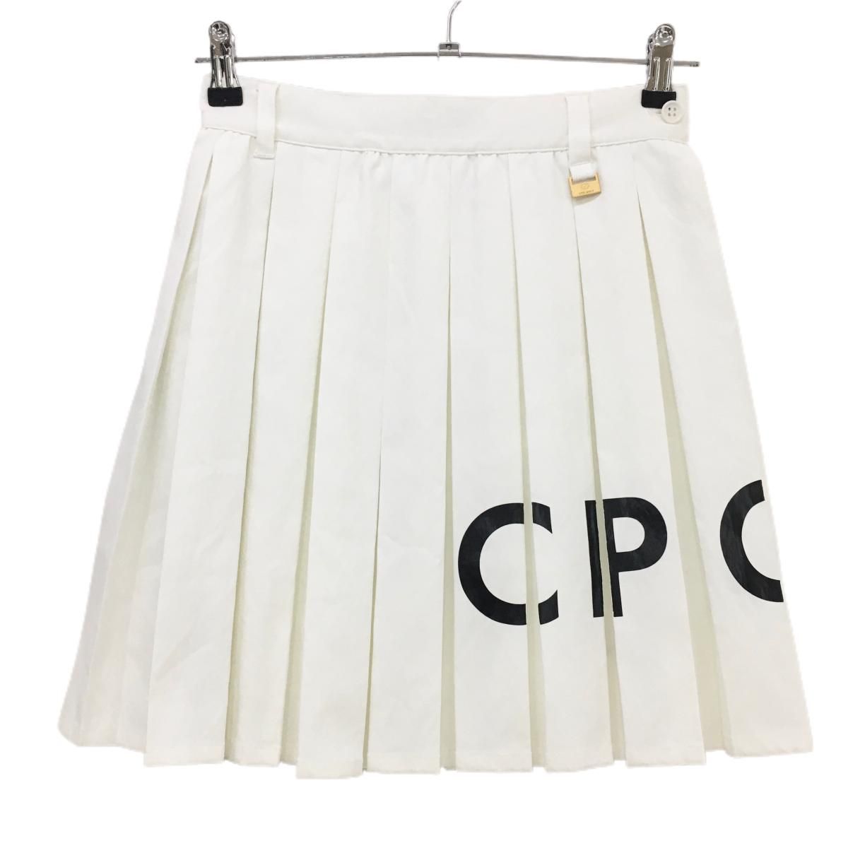 正規代理店 新品】CPG プリーツスカート 白×黒 ロゴプリント インナーパンツ レディースウェア