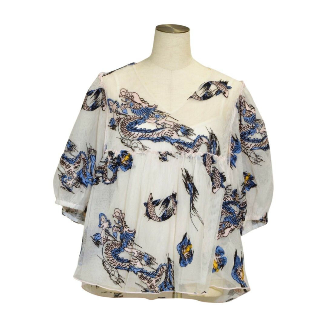 【美品】ヴィヴィアンタム VIVIENNE TAM　フリル袖ブラウス 42 花柄 ヴィヴィアンタム VIVIENNE TAM シャツ/ブラウス 半袖 ネット 鯉