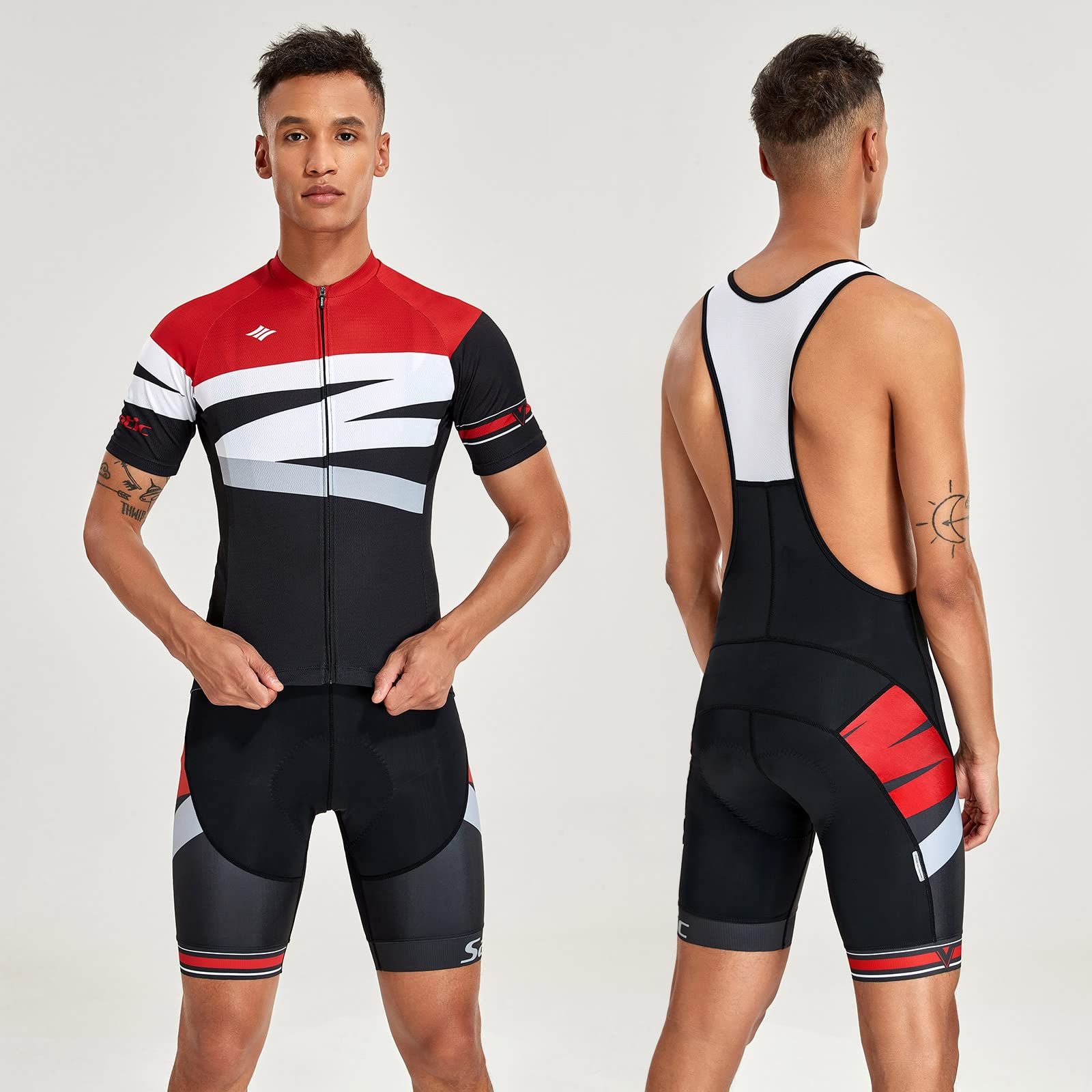 弾力 通気 吸汗速乾 夏 ロードバイク 4Dパッド 自転車ウェア ビグパンツ ジャージセット サイクリング サイクルウェア 半袖 上下セット サイクルジャージ メンズ サンティック BRIGHTFACE_UK