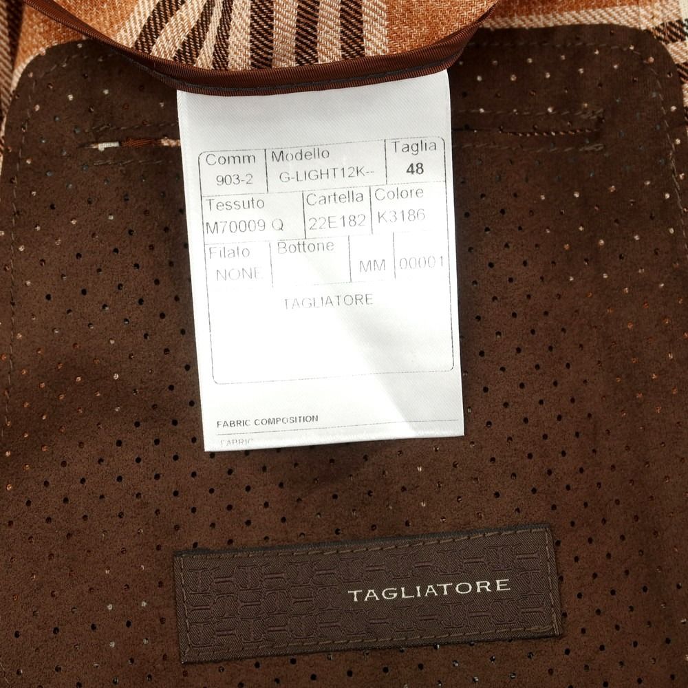 【】タリアトーレ TAGLIATORE コットン チェック テーラードジャケット オレンジブラウンxブラック【サイズ48】【メンズ】