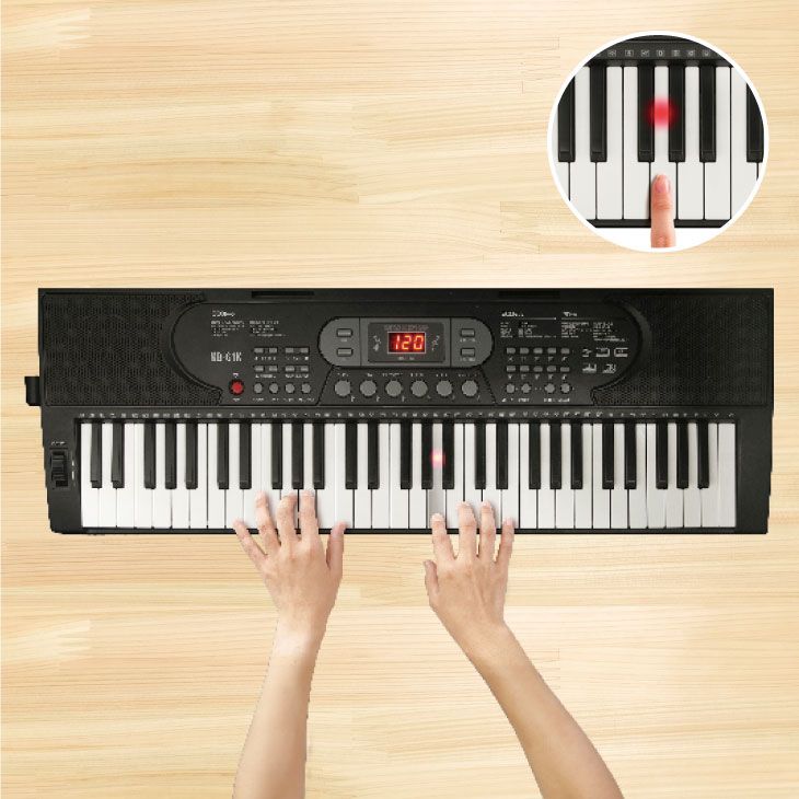 ショップ 光った鍵盤をなぞるだけ ガイド機能付き 電子ピアノ 光る鍵盤 キーボード 鍵盤 光る ピアノ 脳トレ 練習 デモ曲内蔵 1年間保証