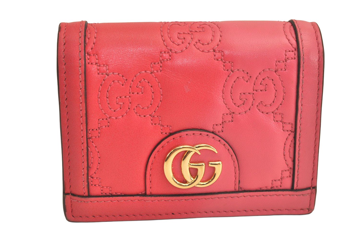 GUCCI グッチ GG マトラッセ 二つ折り財布 財布 レザー 723786 ピンク 5845M