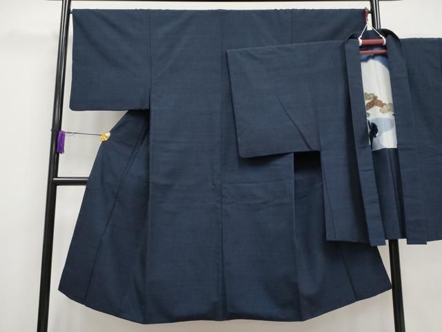 平和屋着物 上 男性 紬 アンサンブル 色無地 濃紺地 CYAA3355s5