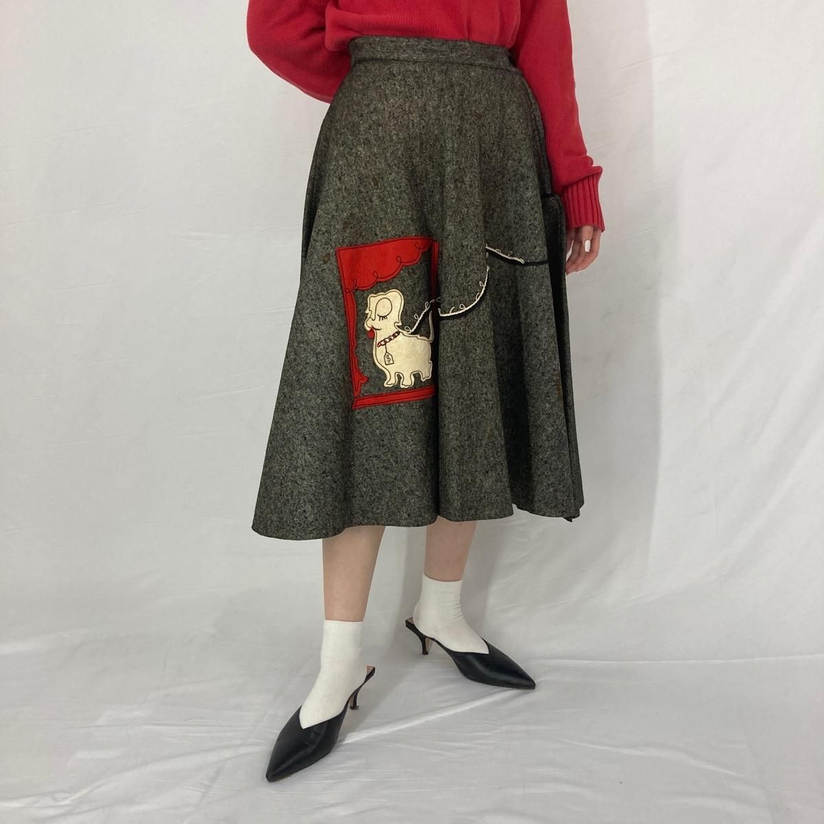 古着 50年代 UNKNOWN ロカビリー フェルト サーキュラースカート
