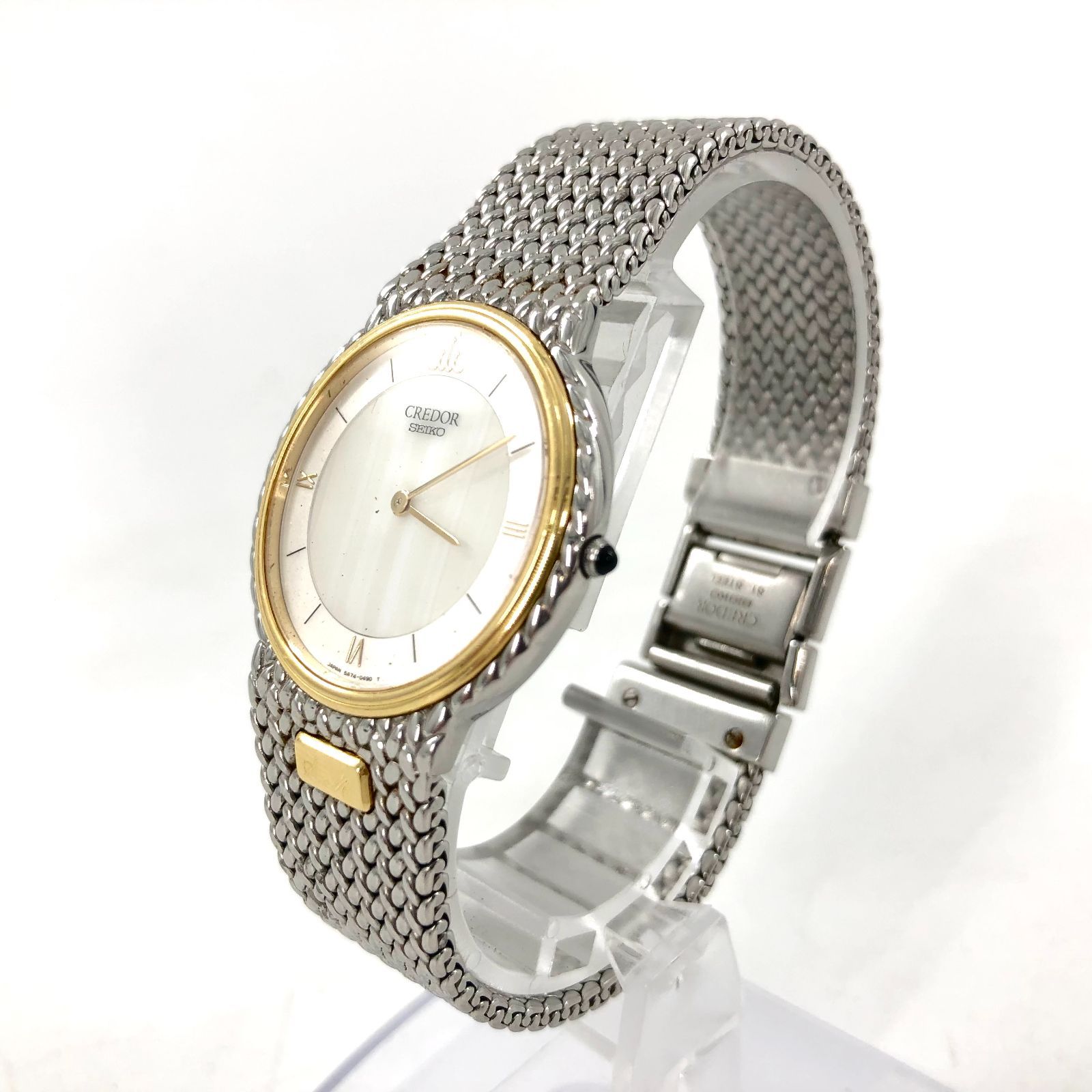 SEIKO セイコー クレドール 5A74-0240 18KTベゼル QZ/SS ホワイト文字