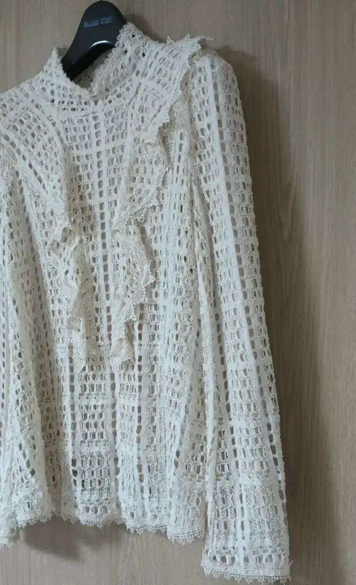  O 2 nd オッズセカンド レース フリル パンチング ブラウス 長袖 ニット セーター