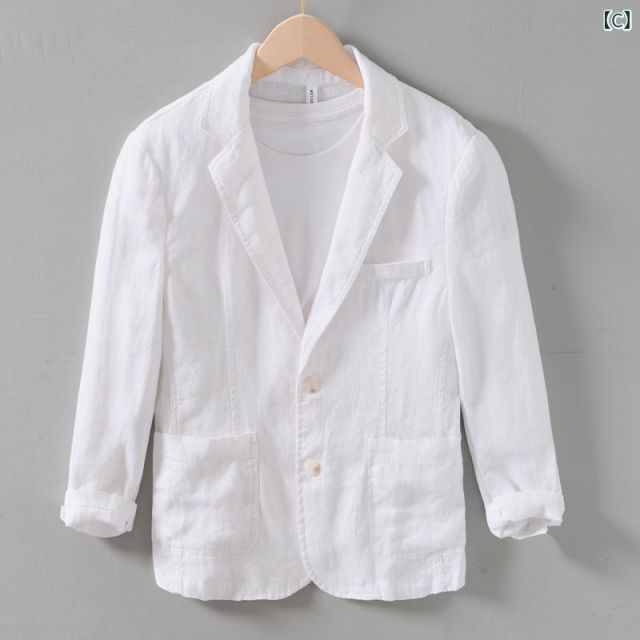 3XL メンズ ファッション 服 男性用 オシャレ シンプル 大人 かっこいい 大きいサイズ ストリート 紳士服 夏 リネン スーツ ビジネス カジュアル スーツ シングル スーツ 薄手 綿 リネン スーツ ジャケット KANDAIZUMI_COM