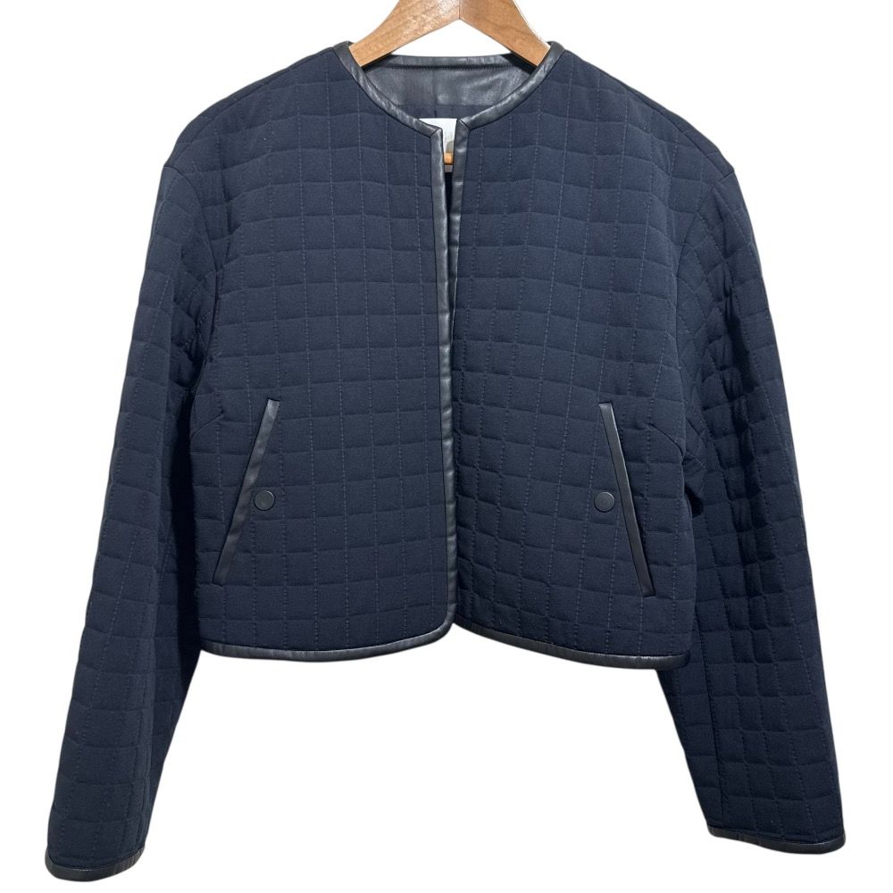 22AW Ballsey ボールジー スクエアキルトドビー オープンフロント ノー ジャケット 36 ブラック レディース 古着