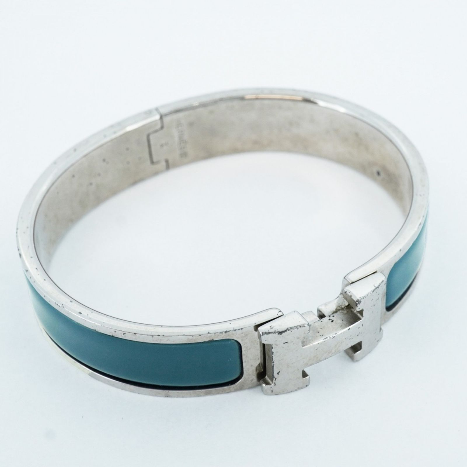 エルメス ブレスレット クリックH PM バングル シルバー✕水色