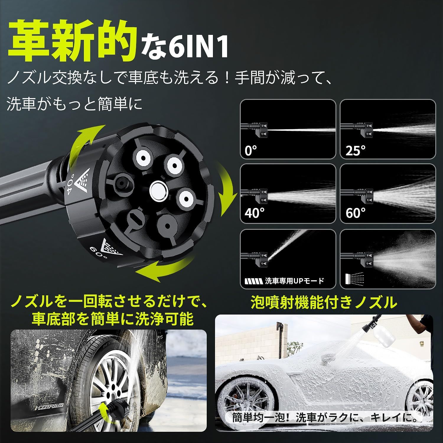 年末大掃除対応 墓石 エアコン 網戸 ブロック塀 苔 黄砂掃除 駐車場 洗車 日本語取扱説明書 節水 持ち運び便利 コンパクト 強力噴射13 M 設計 軽量設計 充電式高圧洗浄機 50分長時間駆動 充電式 新登場革新6 in 1ノズル コードレス