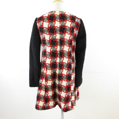 アナスイ ANNA SUI DOLLY GIRL ノーカラーコート 長袖 黒 赤 2 *T440  