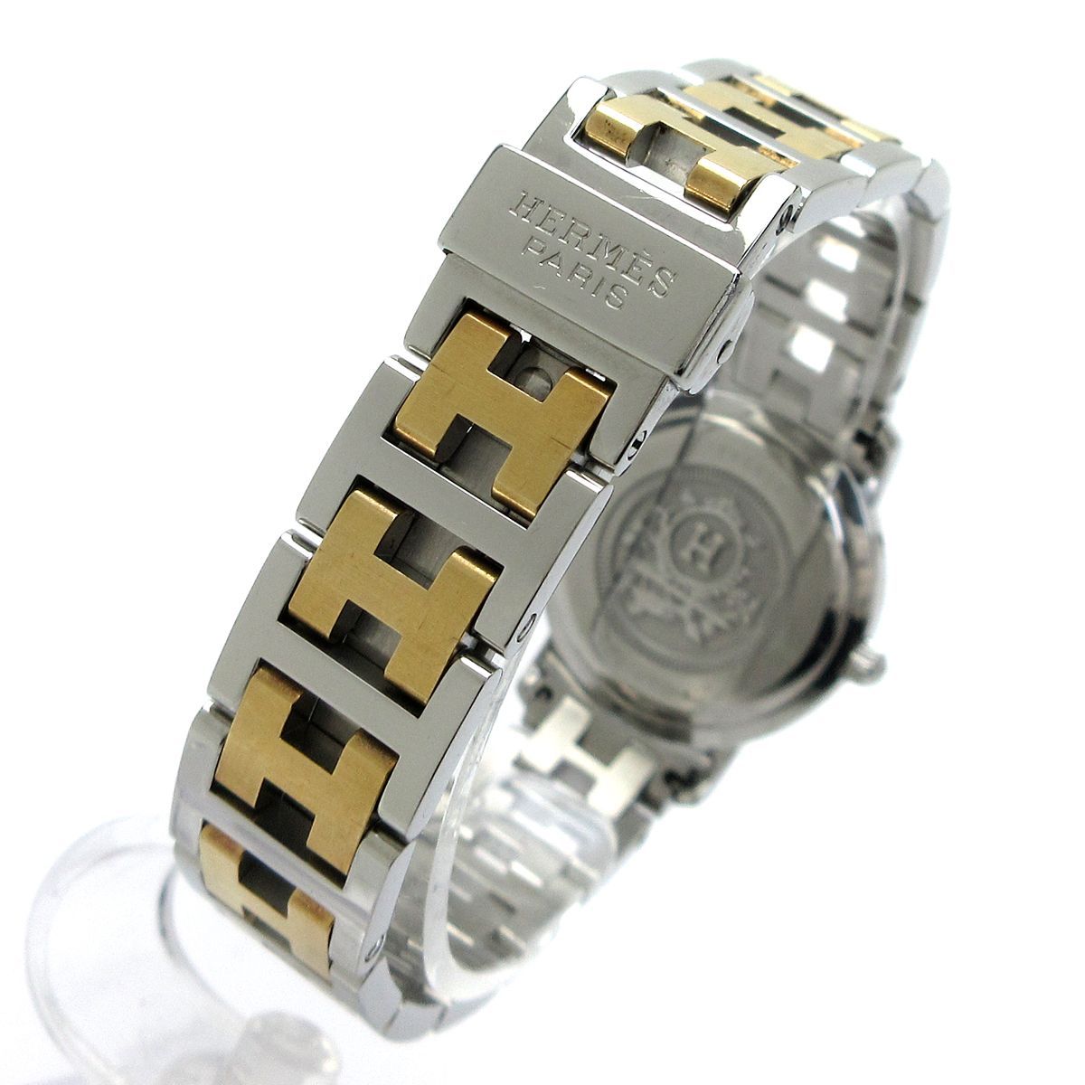 エルメス HERMES クリッパー CL4.220 レディース ゴールドコンビ 白