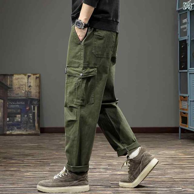 [34 017]メンズ ファッション 服  オシャレ シンプル 大 かっこいい 大きいサイズ ストリート 紳士服 秋 ストレート マルチ ポケット カジュアル パンツ アメリカン ヘビーデューティ ウォッシ