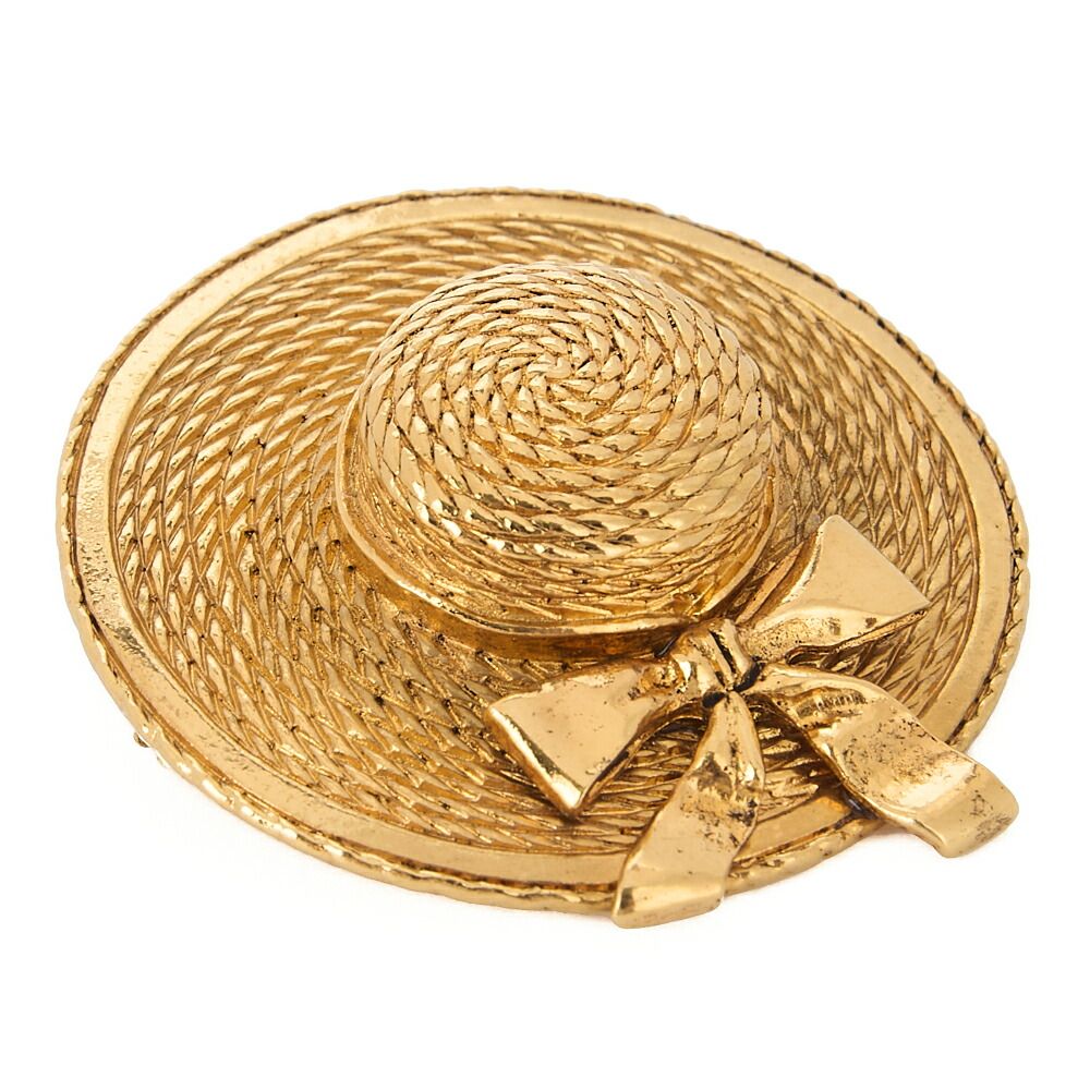 CHANEL シャネル アクセサリー ブローチ 麦わら帽子 レディース 人気 CHANEL シャネル 麦わら柄 帽子 ブローチ ゴールド レディースブローチ