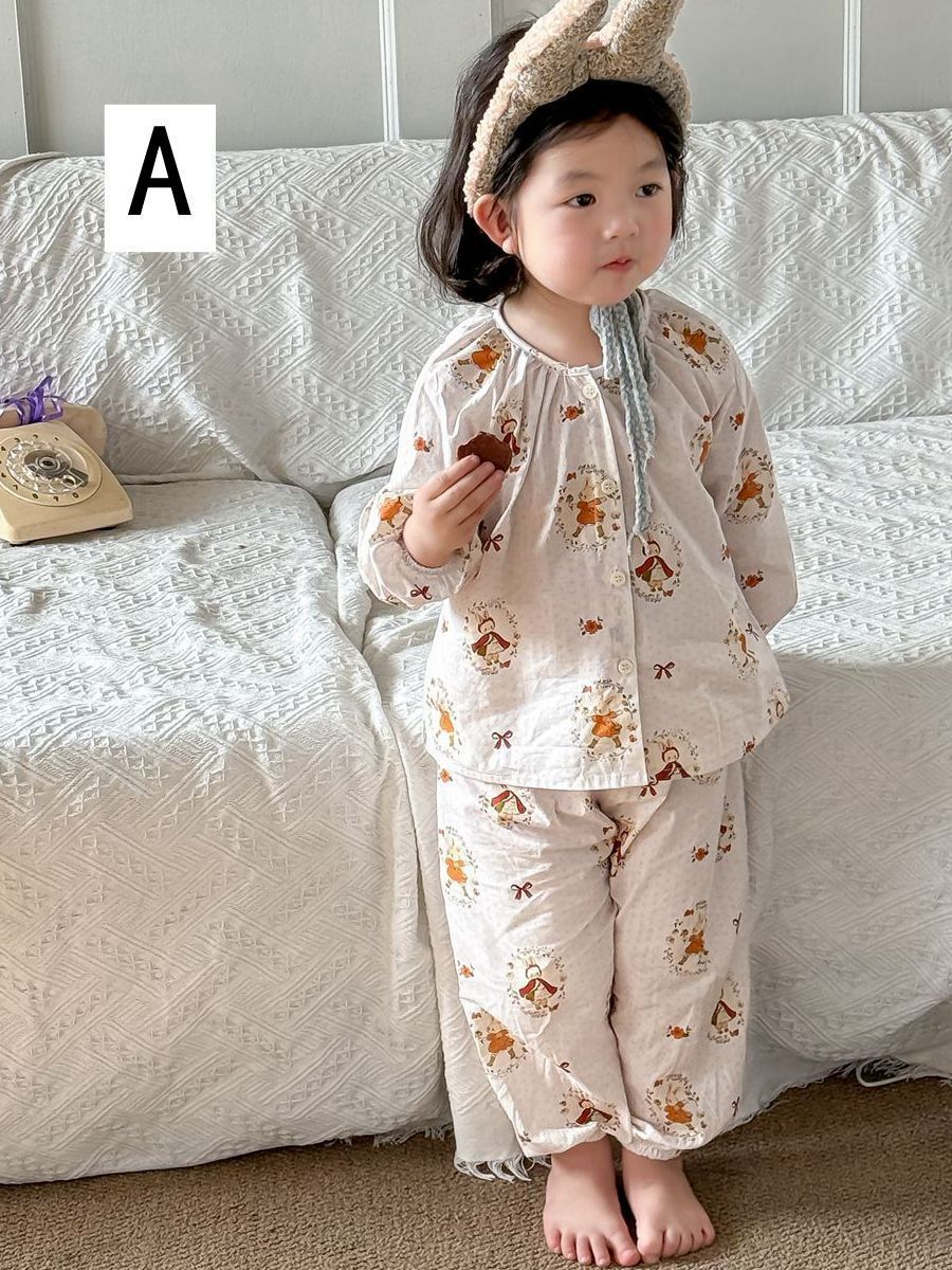 パジャマ キッズ 女の子 男の子 長袖 綿 肌に優しい 前開き 上下セット 長ズボン 春 秋 ルームウェア 部屋着快適 吸汗 通気 部屋着 春 秋 冬 GTLY248