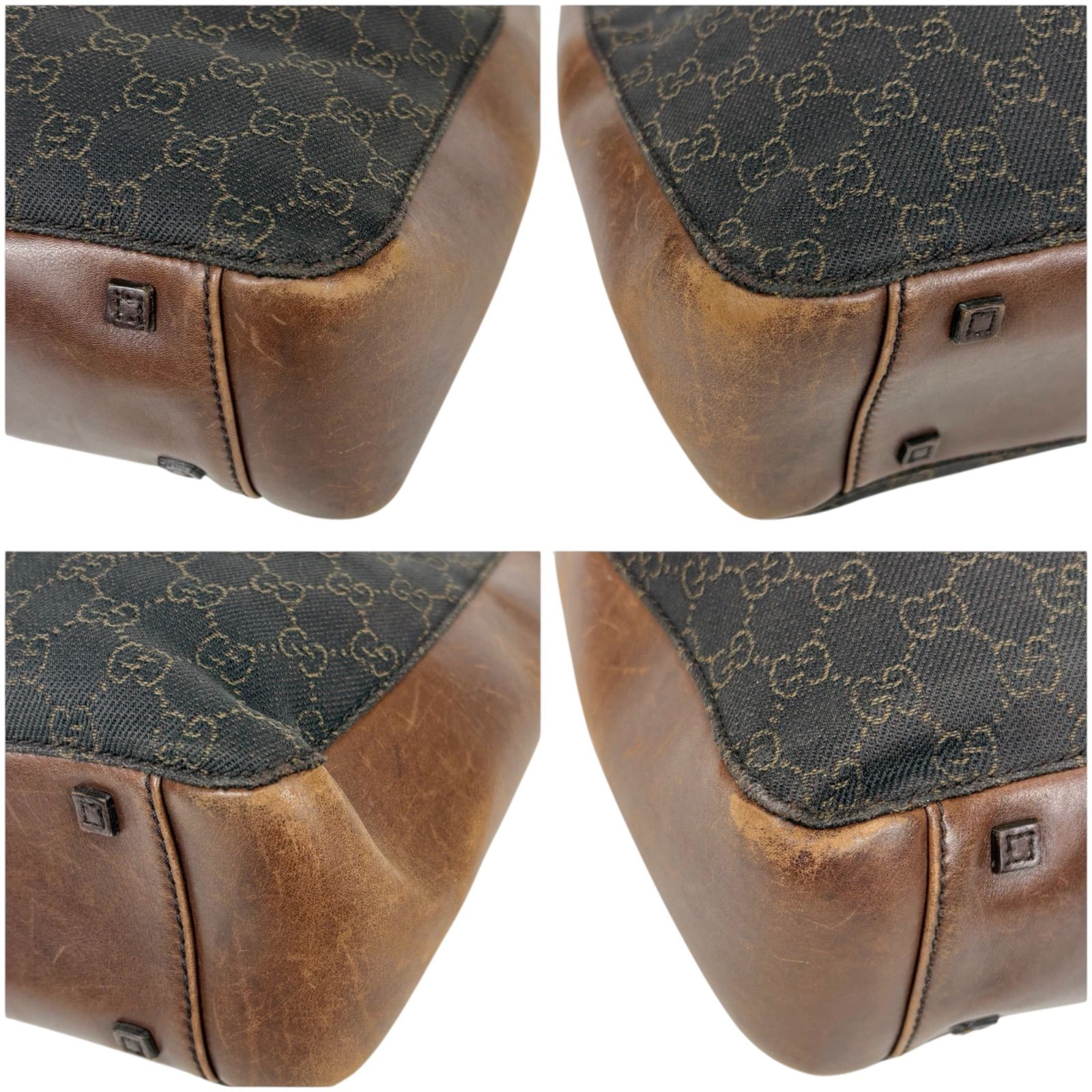 GUCCI ミニトートバッグ GGキャンバス レザー ブラウン GUCCI グッチ GGキャンバス ハンドバッグ ミニトートバッグ 2WAY