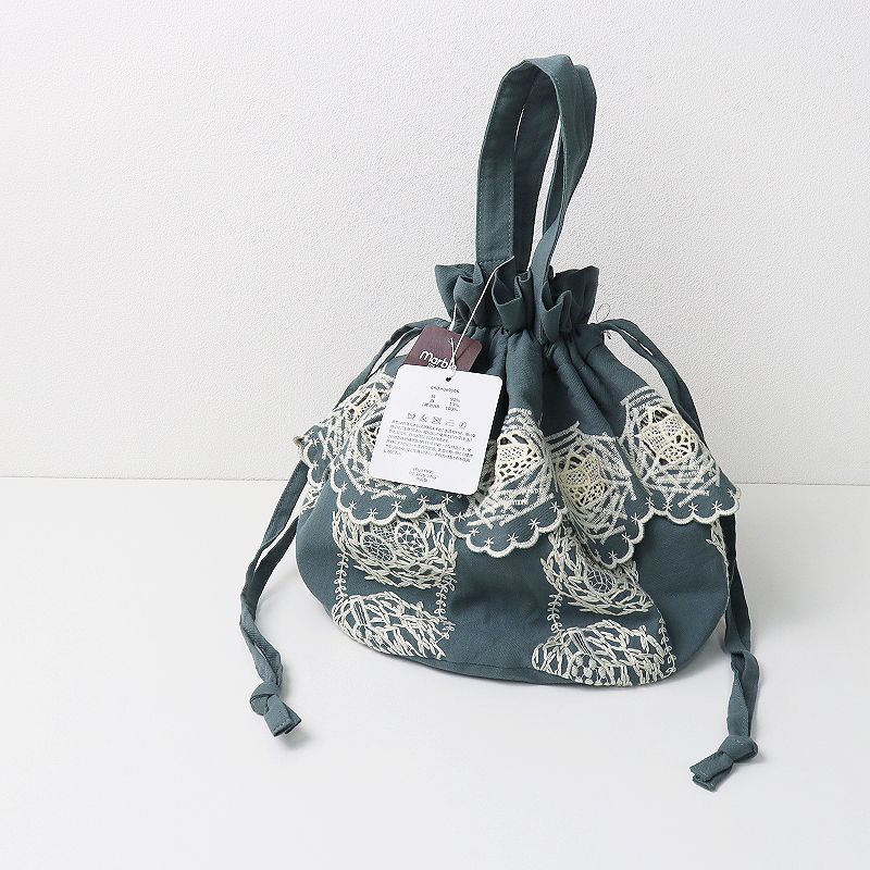 未使用 2023SS marble SUD マーブルシュッド 鳥の巣 巾着BAG/グリーン 刺繍 バッグ【2400013448048】 - メルカリ