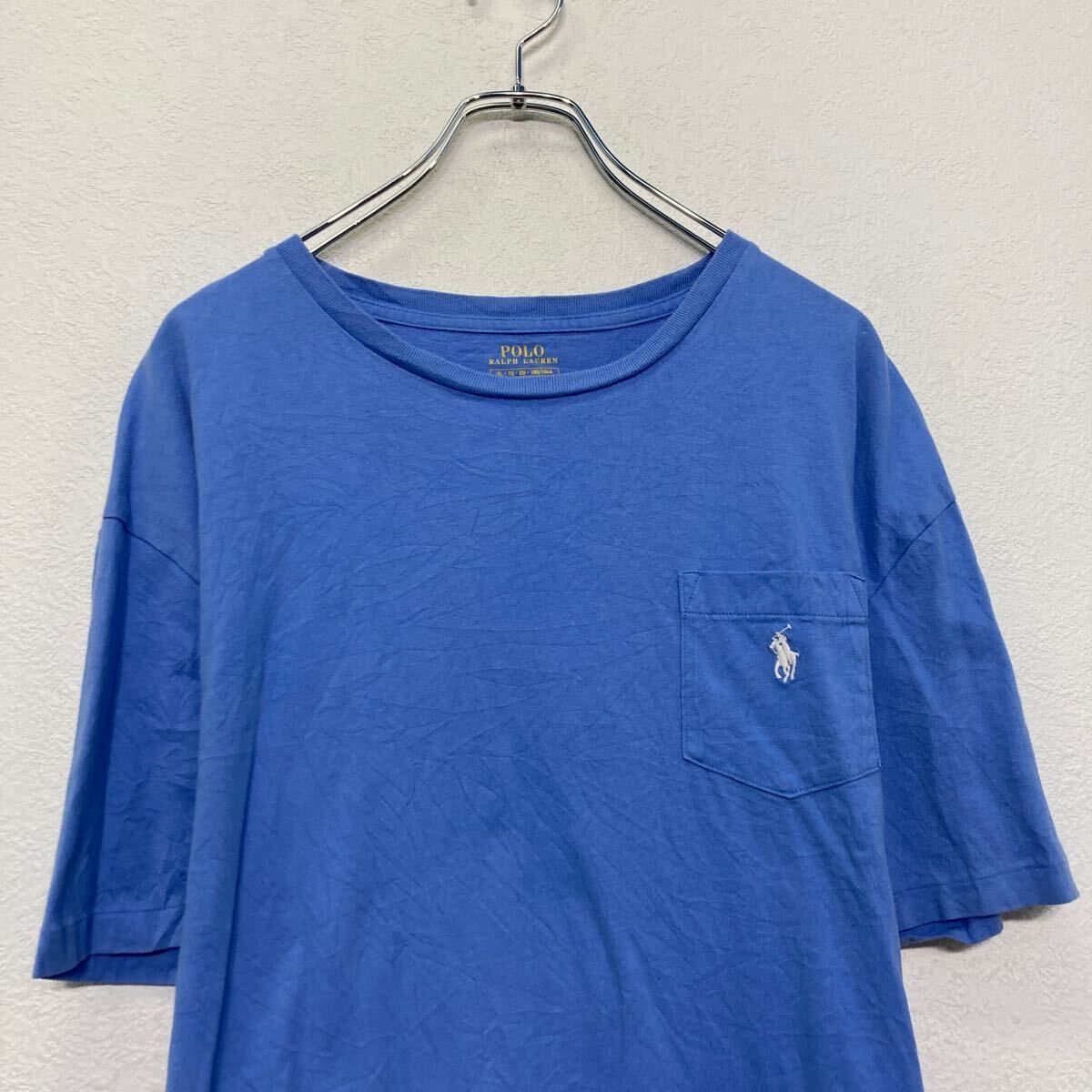 POLO Ralph Lauren 半袖 プリント Tシャツ ポロラルフローレン XL ブルー ビッグサイズ クルーネック 古着卸 アメリカ仕入 a607-6856