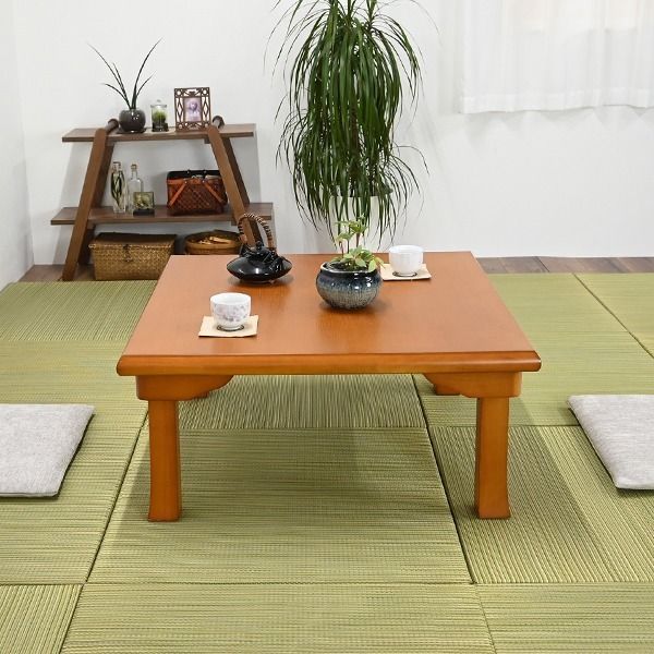 折脚 角座卓|折りたたみテーブル 木製 木目調 ブラウン 〔来客用 和室 座敷〕