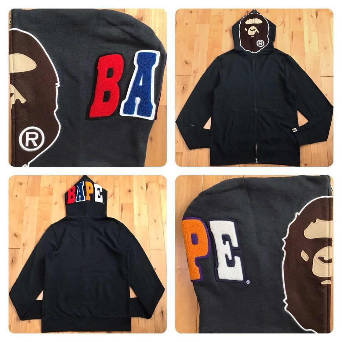 ☆XL☆ APE head full zip Hoodie ブラック a bathing ape BAPE 