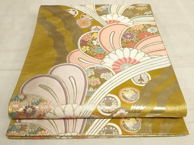 平和屋着物○両面六通柄袋帯 辻が花 ふくれ織り 金銀糸 正絹 逸品