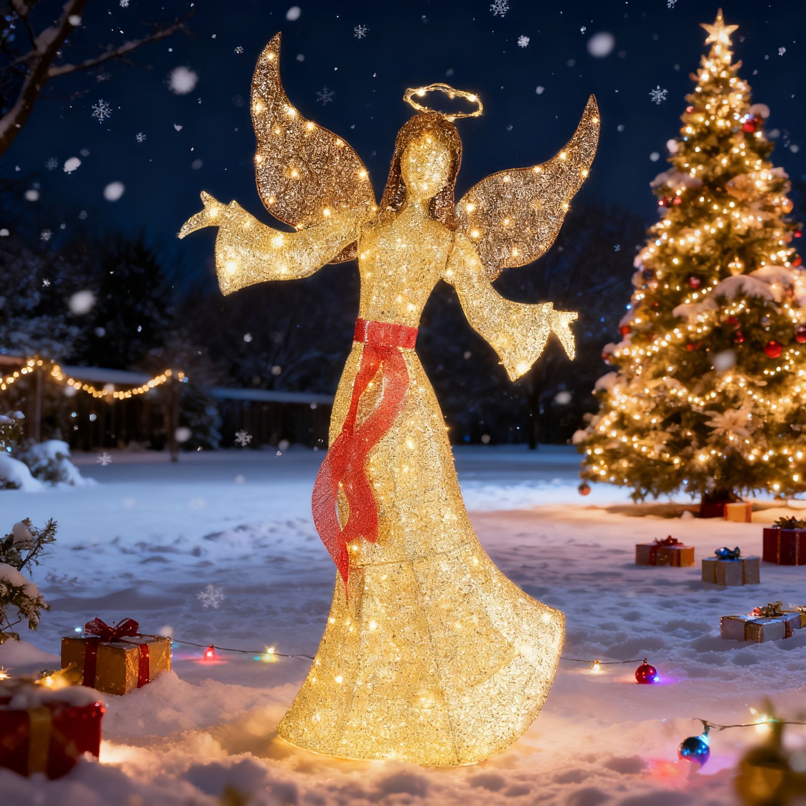 クリスマス オーナメント 金属 自立式 天使 ハート クリスマス パーティ かわいい 華やか カップル シック エレガント 寝室 リビング テーブル 玄関
