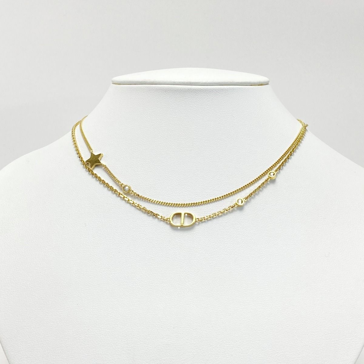 【専用出品】ゴールドネックレスクリスチャンディオールPetit CD 箱付き Christian Dior クリスチャンディオール Petit CD ダブルネックレス